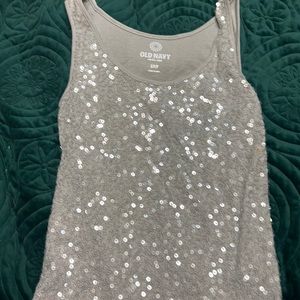 Gray, sequin tank top size small.